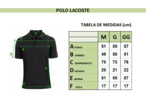 Tabela de Medidas - Camisa Polo Lacoste
