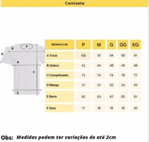 Tabela de Medidas - Camiseta Abercrombie Azul