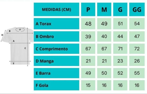 Tabela de Medidas - Camiseta Armani Branca