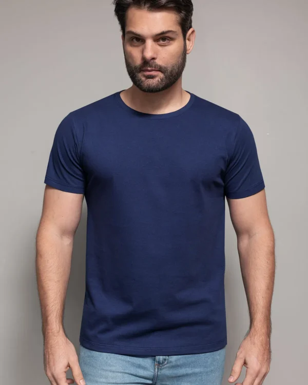 Camiseta Masculina Azul Marinho Algodão