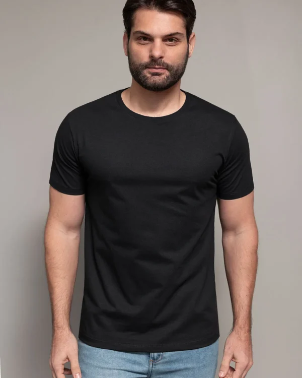 CAMISETA MASCULINA PRETA ALGODÃO